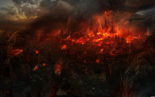 City fire dark cloudy smoke - craig mullins free wallpaper