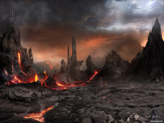 Fantasy lava castle dark sky - a dark sky in the background free wallpaper