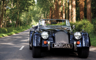 Classic car parked woods person - classic free wallpaper