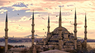 Large building spires birds sky - many free wallpaper
