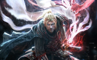 Man sword dragon red dragon - sots art free wallpaper