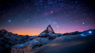 Mountain star filled sky stars 14 - a few snow covered mountains free wallpaper