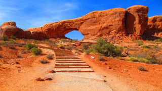 Steps rock formation desert blue - beautiful landscape free wallpaper