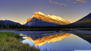 Mountain lake forest blue sky 13 - a matte painting free wallpaper