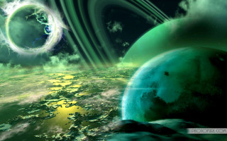 Green planet cloud ring background - a. hardy free wallpaper