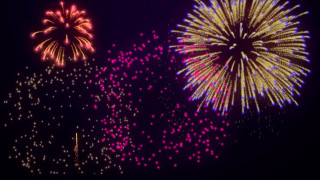 Fireworks colorful display clock tower - colorful free wallpaper