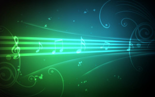 Green black background musical notes - cinematic composition free wallpaper