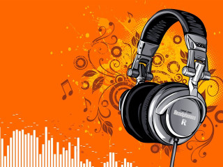 Headphones music note splash paint - a pair of headphones free wallpaper