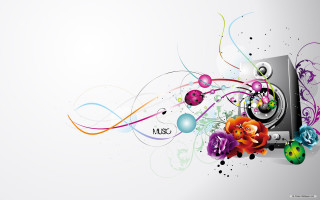 Computer monitor colorful flowers swirls - a white background free wallpaper for desktop