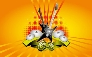 Guitar music equipment yellow background - felipe seade free wallpaper