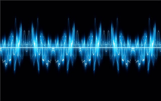 Sound wave blue lights black - a black background photo free wallpaper