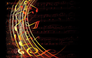 Musical background notes symbols black 2 - cinematic composition free wallpaper