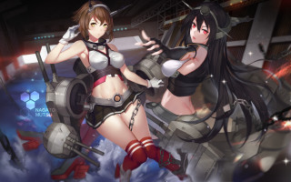 Anime girls futuristic setting guns - a futuristic setting free wallpaper