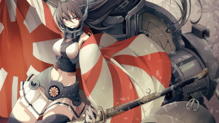 Woman costume sword flag background 2 - a woman in a costume holding free wallpaper