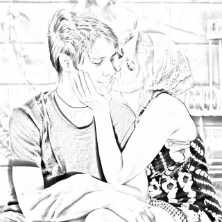 Man woman bench pencil sketch - a man and woman free wallpaper