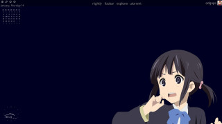 Girl black shirt tie pointing - widescreen free wallpaper