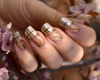 Gold white manicure bow nail - a gold free wallpaper