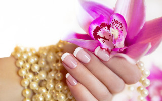 Woman hand pink flower pearls - a pink flower free wallpaper