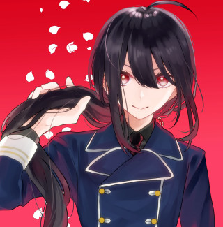 Anime girl black hair blue 13 - long black hair free wallpaper