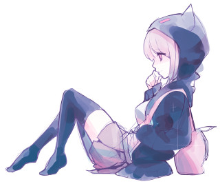 Person sitting ground cat ears - color scheme free wallpaper