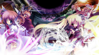 Anime girls purple background light - arcane free wallpaper