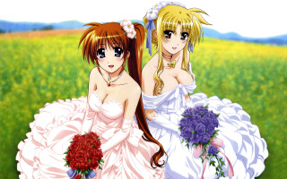 Anime brides field flowers bouquets - a field of flowers free wallpaper