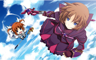 Cartoon character flying sword cat - his back free wallpaper