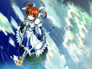 Anime character sword sky clouds - a blue sky free wallpaper