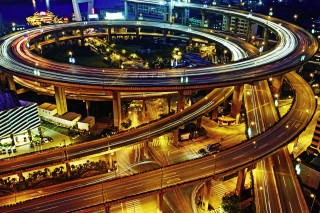 City intersection traffic night lights - traffic free wallpaper