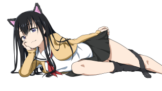 Woman cat ears laying crossed - concept art free wallpaper