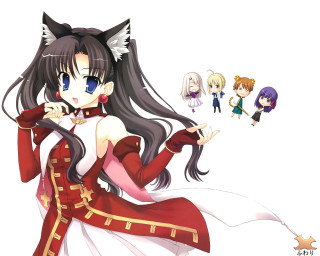 Girl red dress cat ears - a cat ear free wallpaper
