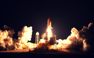 Rocket launch smoke steam sky - a rocket free wallpaper