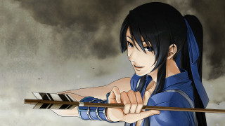 Anime character bow arrow cloudy - his hand free wallpaper