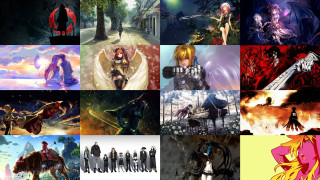 Anime collage fire ice woman - a sword and a man free wallpaper