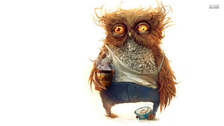 Cartoon character beer can holding - morning free wallpaper