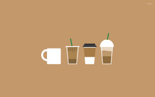 Three cups coffee brown background - a minimalist painting free wallpaper