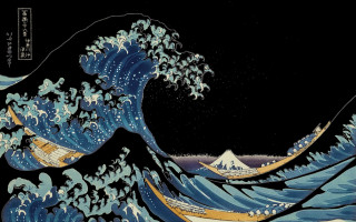 Wave boat sky stars black - the water and a sky background free wallpaper