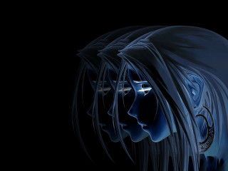 Woman blue face dark abstract - symmetry!! free wallpaper