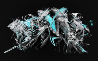 Black white painting blue edges - paint free wallpaper