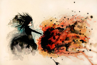 Fiery woman horse watercolor dark - dark fantasy art free wallpaper