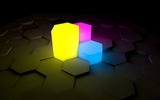 Colorful object black surface hexagonal 2 - a black surface free wallpaper