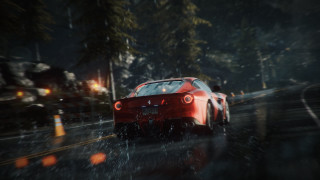 Red car rainy night headlights - a wet road in the rain free wallpaper