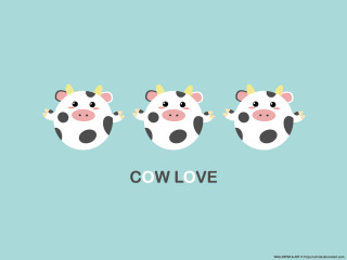 Three cows with horns cow - below them free wallpaper