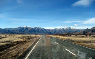 Road mountain blue sky cows - murata range free wallpaper