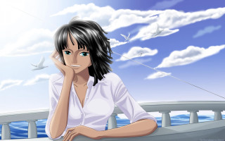 Woman boat bird sky beach - a boat free wallpaper