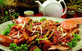 Cooked crab broccoli teapot background - byeon sangbyeok free wallpaper
