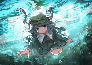 Girl floating water arms out - magic realism free wallpaper for desktop