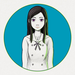 Girl portrait blue circle green - a green border free wallpaper