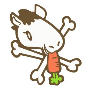 Cartoon giraffe holding carrot bone - its mouth free wallpaper