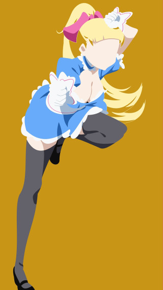 Blonde haired blue dress flying - a minimalist painting free wallpaper